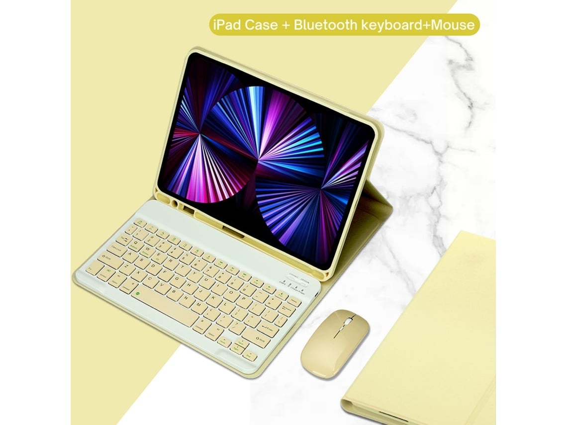 Capa de Teclado Bluetooth para Ipad Magnético Dividido com Ranhura para Canetaair11 M2-Air 5 Air 4 Amarelo