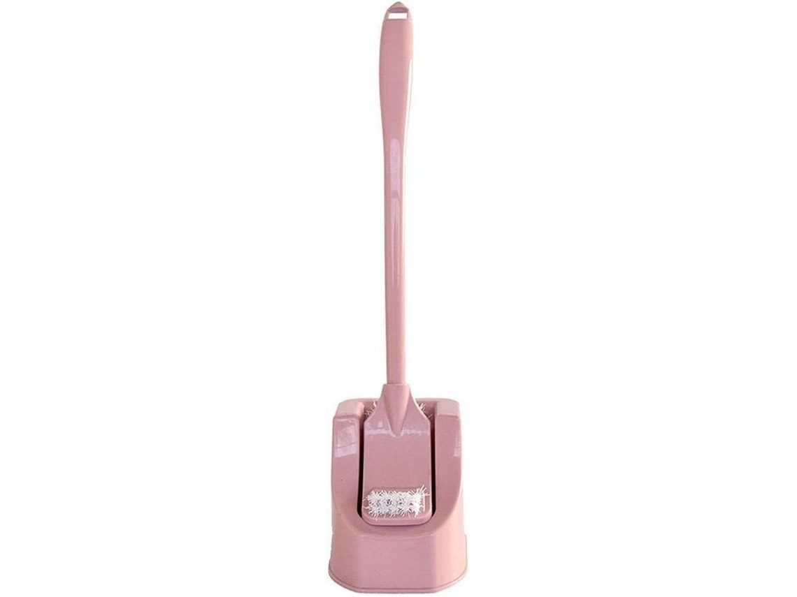 Escoba De Inodoro Con Cesto De Basura De Plástico Pp Durable Y Manejo Cómodo Color Rosa