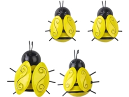 Conjunto 4 Enfeites Parede Abelha Ferro Resistentes Fáceis Instalar Decoração Interiores Exteriores GOKOCO