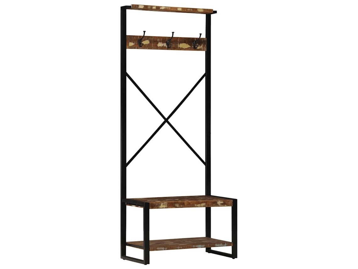 Vidaxl Suporte Para Roupas 80x40x190 Cm Madeira Reciclada Maciça