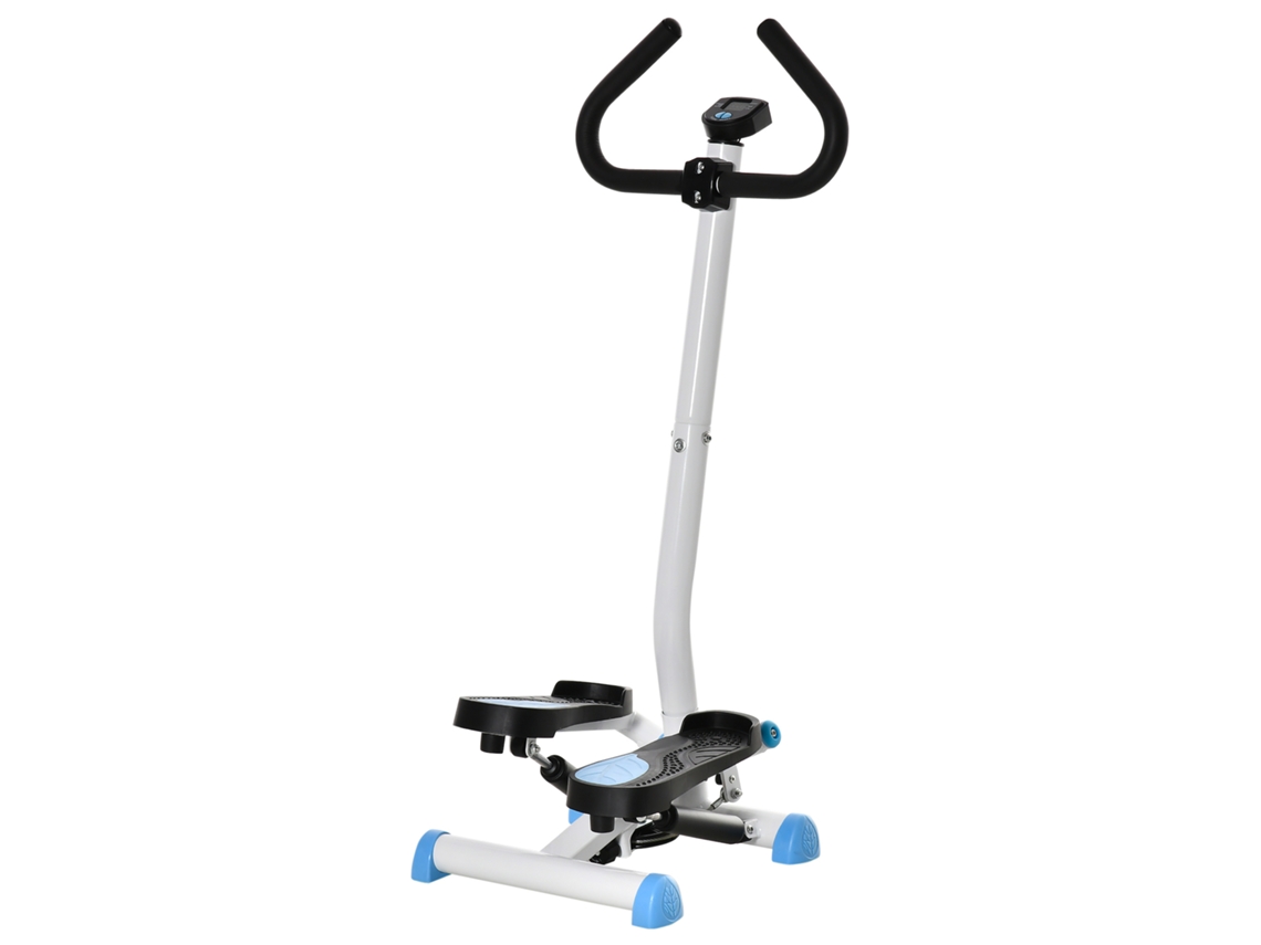 Stepper Fitness com Tela LCD, Resistência Ajustável, Branco, Azul, Preto