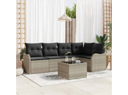 Vidaxl Conjunto De Sofá De Jardim 6 Unid. Cinzento-claro Vime Pe