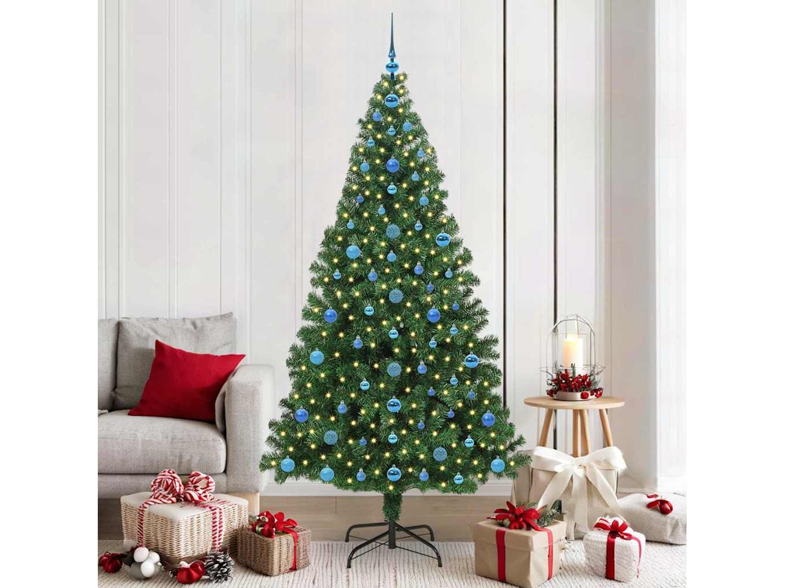 Vidaxl Árvore De Natal Artificial Verde 210 Cm Pvc, Aço E Plástico