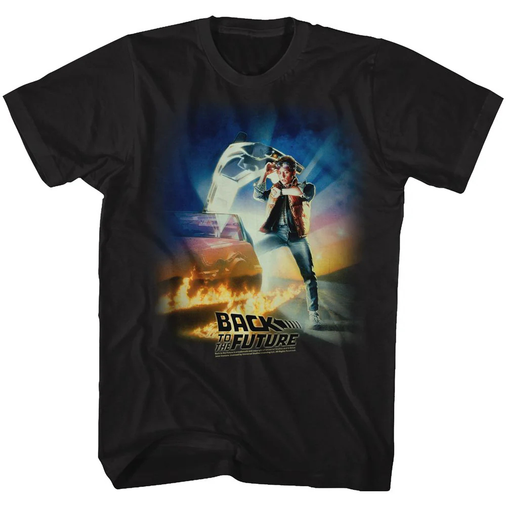 Unisex Adult T-shirt Rockinstone Back To The Future Movie Btf Poster Black Sizexl