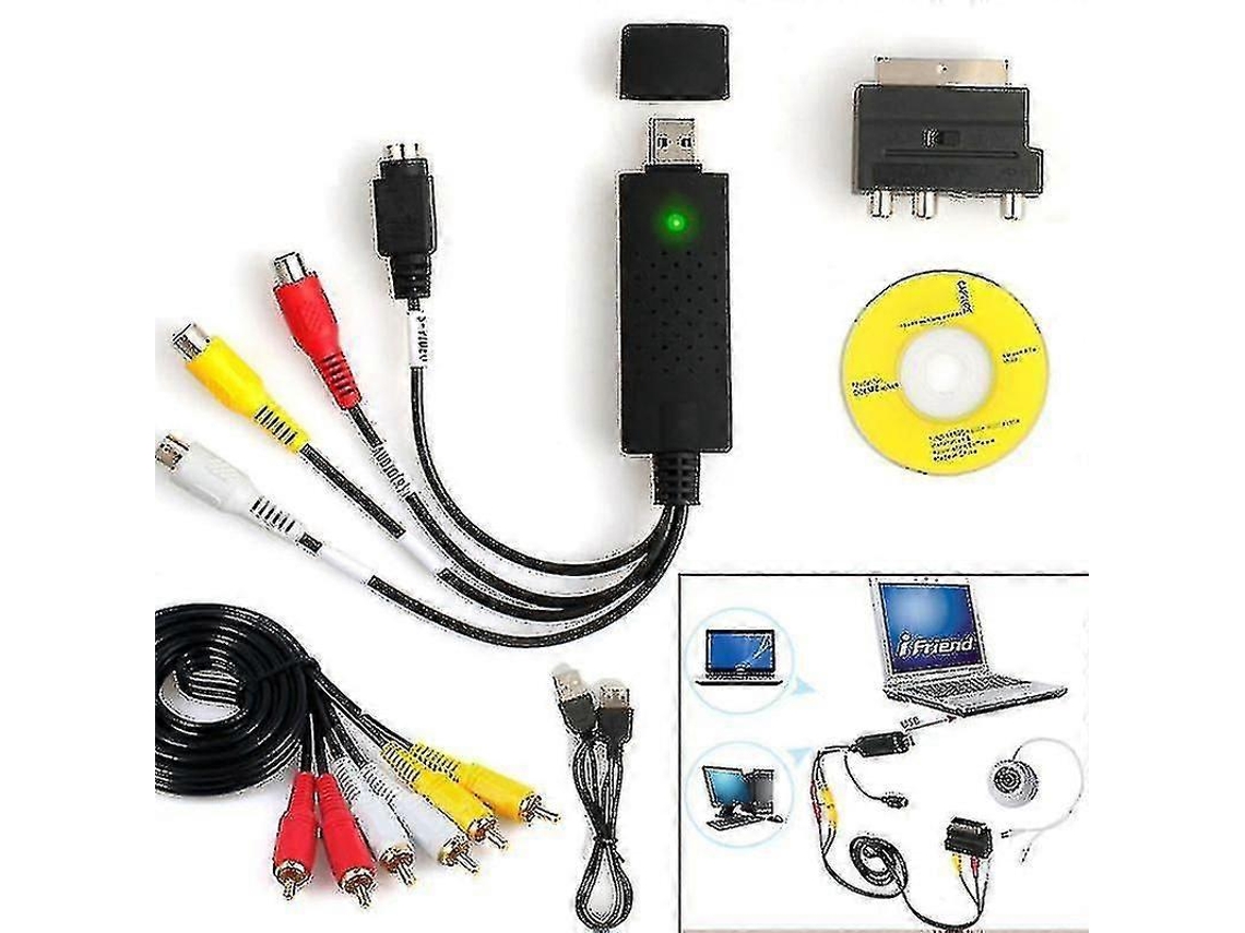 Kit De Conversor Usb 2.0 Vhs Para Dvd Com Captura De Áudio E Vídeo E Cabo Rca Para Sistema Windows 10 Aquaforge