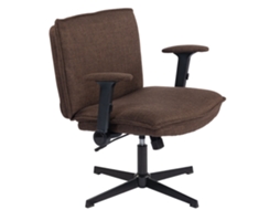 Cadeira De Escritório Com Apoios De Braço Rebatíveis Assento Altura Ajustável Função Basculante 76x70x85-97 Cm Castanho