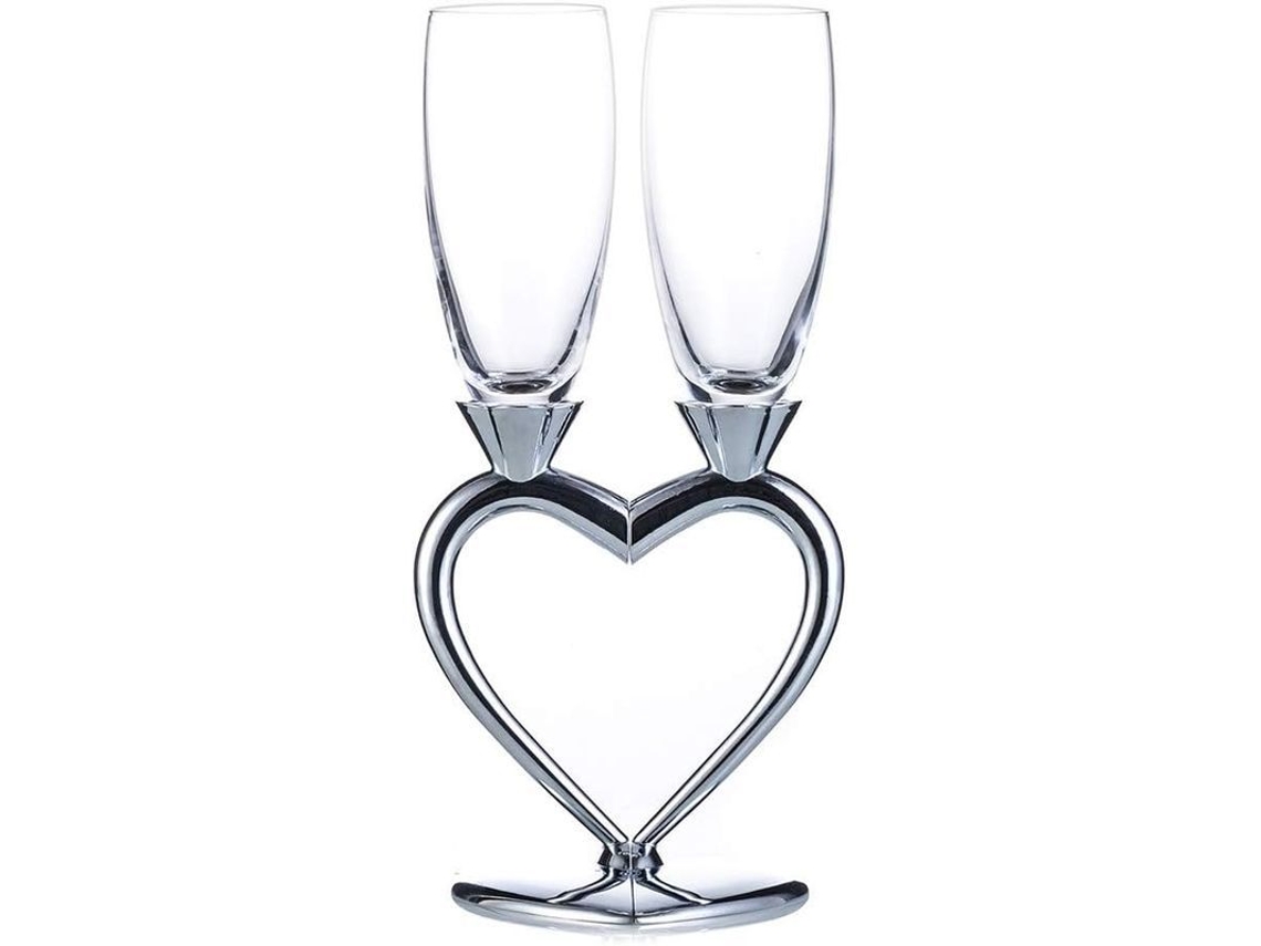 Conjunto De 2 Copas De Champán Creativas Corazón Para Bodas Regalos De Bodas Plata