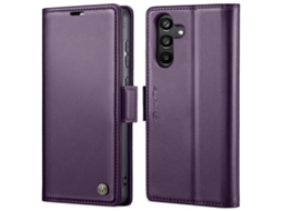 Capa Para Samsung Galaxy A35 5g Borboleta Fivela Litchi Textura De Telefone De Couro Rfid Antirroubo Roxo Perolado