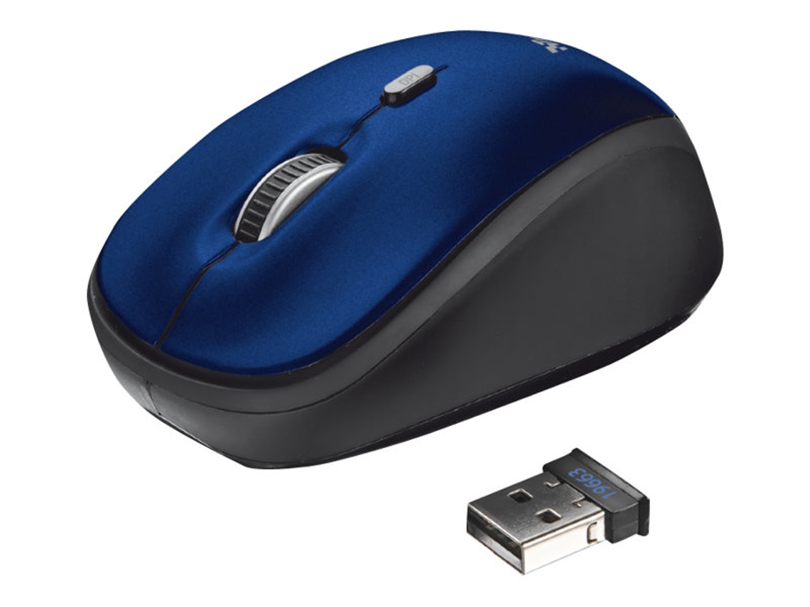 Rato TRUST 19663 (Wireless - Ótico - 1600 dpi - Azul)
