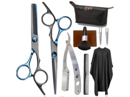 Conjunto De Tesouras Para Cortar Cabelo, 6,5 Polegadas, Tesoura De Corte, 28 Dentes, Preto E Azul Brilvibera