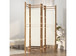 Vidaxl Biombo Com 4 Painéis Dobráveis Bambu E Lona 160 Cm
