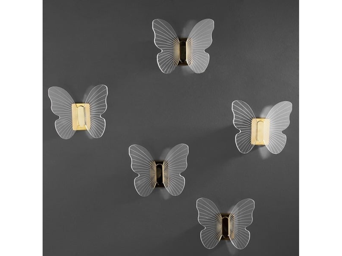 Xjxj, Gancho de Parede Decorativo em Formato Borboleta com Parafuso, em Acrílico, Sem Furos, Dourado, 1 Unidade BRILVIBERA