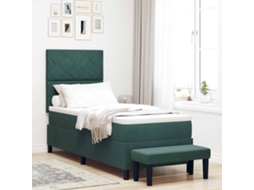 Vidaxl Cama Box Com Cabeceira Verde-escuro 200 X 80 Cm Veludo