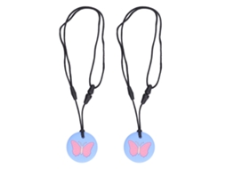 Mali 2pcs Colar de Mordida Sensorial Silicone Seguro para Bebê Criança Alivio Disconforto Azul Céu