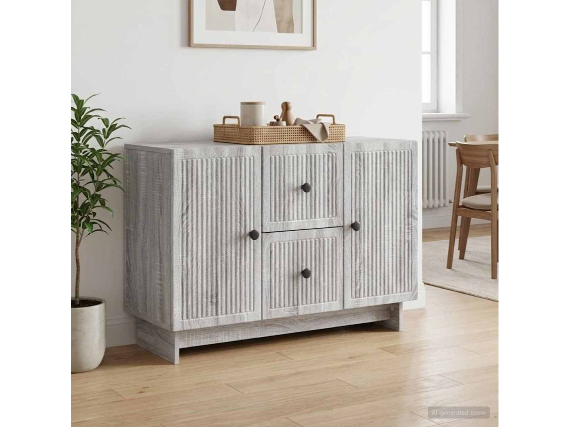 Vidaxl Buffet Sonoma Cinzento 89 X 34,5 X 60 Cm Derivados De Madeira