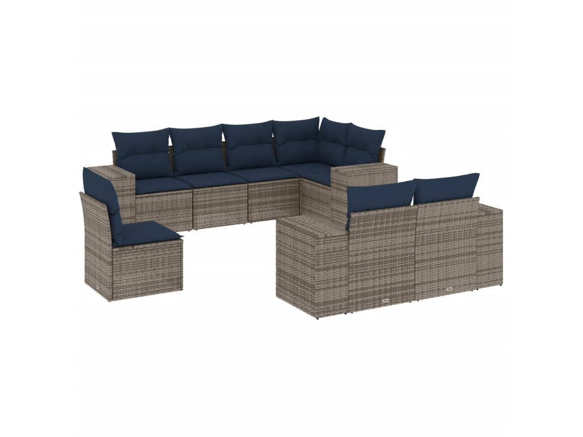 Conjunto de Sofá de Jardim, 8 Peças, Almofadas, Rattan Cinza MAISON EXCLUSIVE
