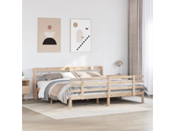 Vidaxl Estrutura de Cama com Cabeceira 200x200 Cm Pinho Maciço