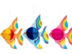 Conjunto 3 Enfeites Papel Formato Peixe Leves Criativos Efeito Ideais Decoração Festas Restaurantes Fáceis GOKOCO