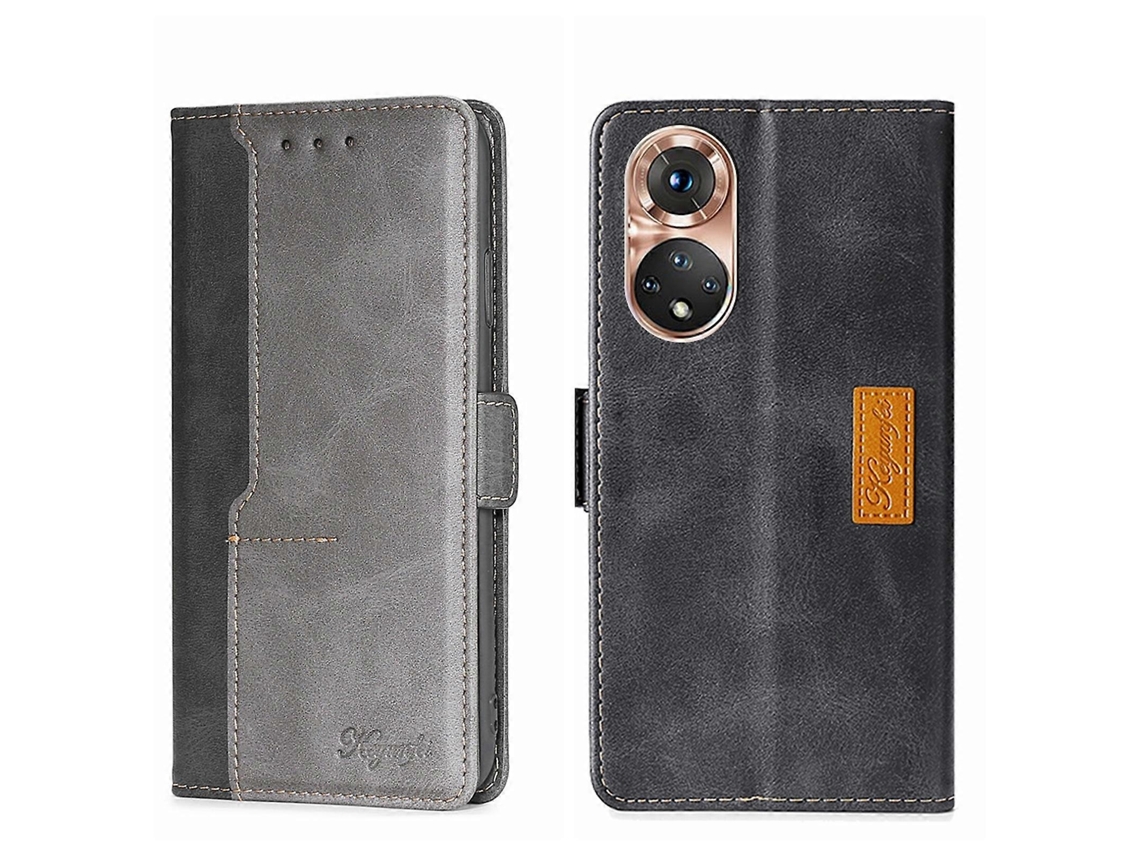 Capa De Couro Com Fivela Lateral Em Cores Contrastantes Para O Honor 50