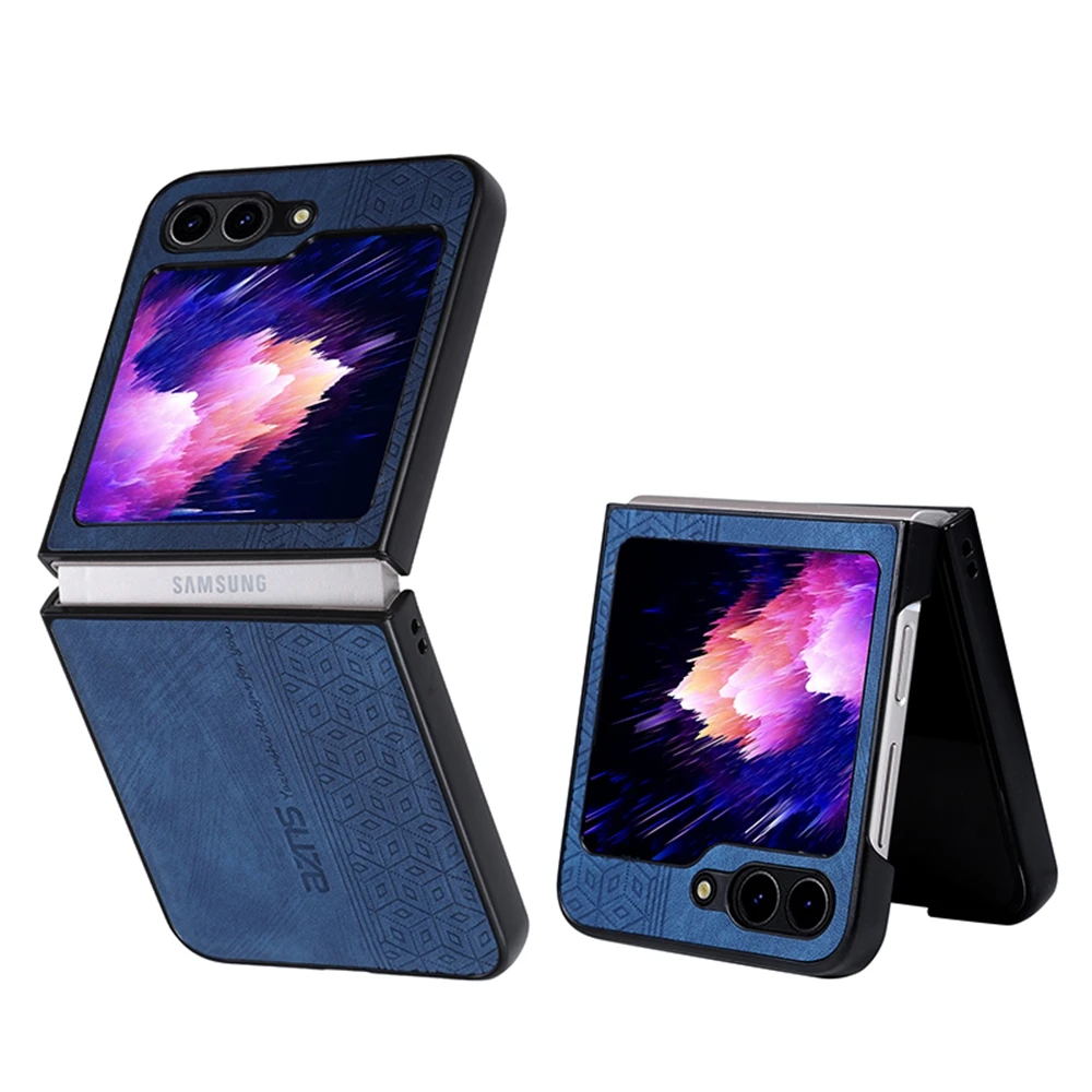 (azul, Galaxy Z Flip7) Capa De Celular Luxuosa Com Textura De Couro Retrô, Capa Protetora Fosca À Prova De Poeira