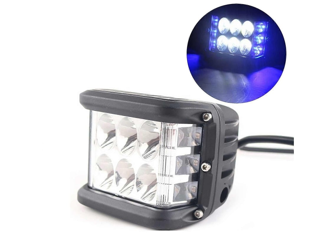 Barra De Luz De Trabalho Led De 4 Polegadas, Cubo Com Emissão Lateral, Lâmpada Estroboscópica Branca E Âmbar Para Carro Suv