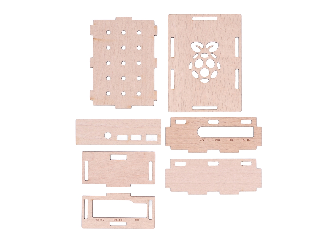 Caja Protectora de Madeira Beech para Raspberry Pi 4 4b, Estuche de Enfriamento e Suporte
