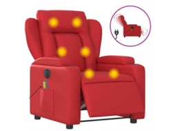 Electric Massage Recliner Chair, Electric Massage Recliner Chairs Vidaxl Vermelho Couro Artificial