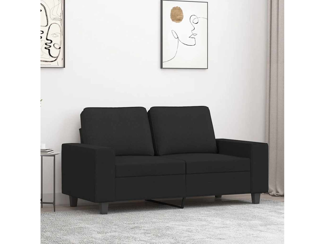 Vidaxl Sofá De 2 Lugares Tecido 120 Cm Preto