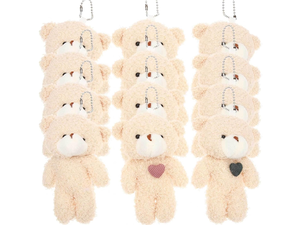 Conjunto de 12 Chaveiros Urso Pelúcia Com Pingente Animal Macio E Que