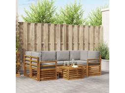 Vidaxl Conjunto De Sofás Para Exterior 7 Unid. Cinza Natural E Claro