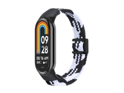 Bracelete Para Xiaomi Smart Band 10/9/8 - Nylon Trançado - Fivela Magnética Preto E Branco