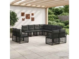 Vidaxl Conjunto De Sofás Para Exterior 11 Unid. Preto E Cinza Escuro