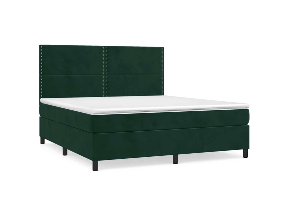 Cama com Molas/colchão 180x200 Cm Veludo Verde escuro MAISON EXCLUSIVE