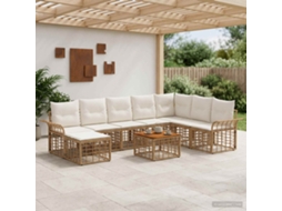Vidaxl Conjunto De Sofás Para Exterior 9 Unid. Natural E Branco Creme