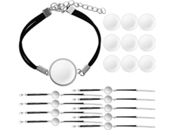 Ciieeo De 10 Molduras Decorativas Para Pulseiras, Em Vidro Transparente E Cabochões De Couro