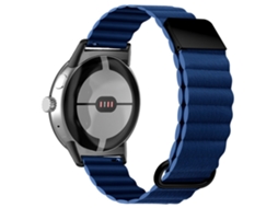 Bracelete de Couro Genuíno Liberação Rápida Magnética com Fivela para Google Pixel Watch Azul Da Meia Noite