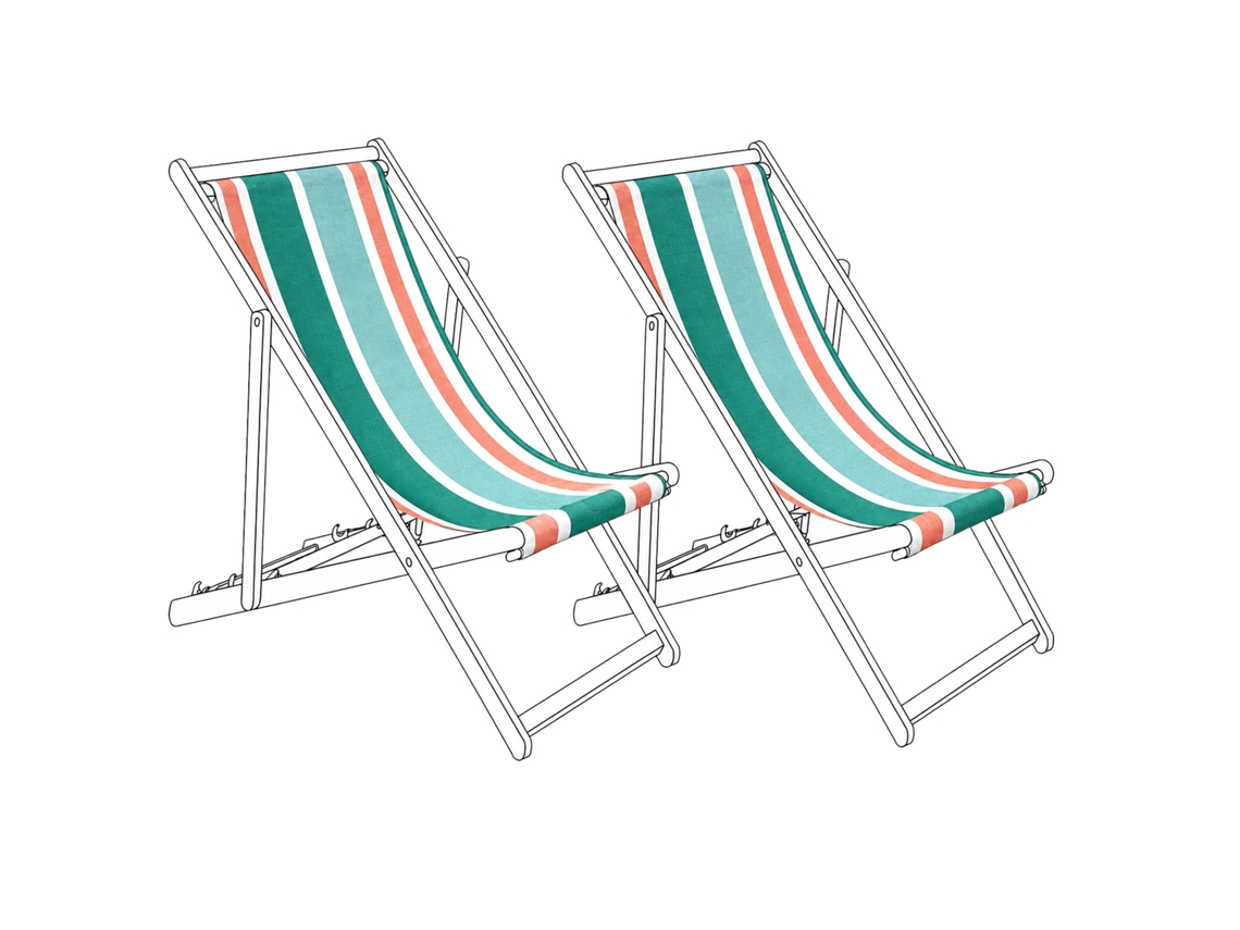 Conjunto De 2 Lonas De Substituição Para Espreguiçadeira Beliani Anzio/avellino De Poliéster Multicolor 44x113x1