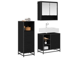 Conjunto de Móveis para Banheiro com Suporte 3 Peças Carvalho Preto MAISON EXCLUSIVE