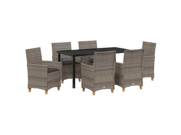 Conjunto De Cadeiras De Jardim Com Almofadas Vidaxl Cinza Vime Pe