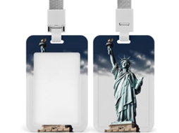 Porta Crachá Com Clipe, Porta Crachá Com Estampa Da Estatua Liberdade E Cordão, Porta Identificação, Cordão Crachá