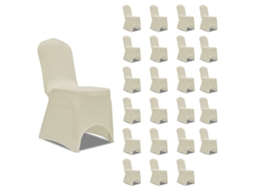 Vidaxl Capa Para Cadeira Elástica 24 Pcs Cor Creme