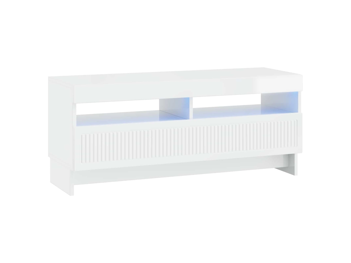 Vidaxl Gabinete De Tv Led Branco Brilhante Derivados De Madeira