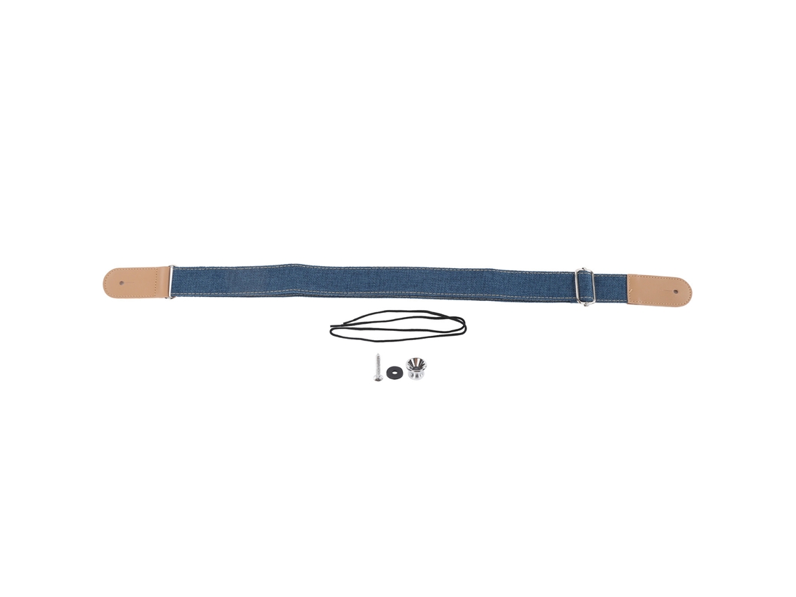 Cinto Ajustável para Ukulele com Fivela Deslizante, Acessório em Algodão e Linho Azul AQUAFORGE