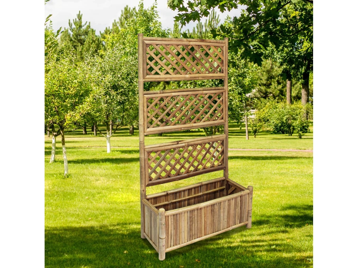 Vidaxl Floreira De Jardim Com Treliça Bambu 70 Cm