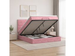 Vidaxl Cama Ottoman Com Colchão Com Cabeceira Rosa 180 X 200 Cm Veludo