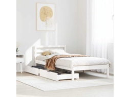 Cama Sem Colchão 100x200 Cm Madeira De Pinho Maciça Branco