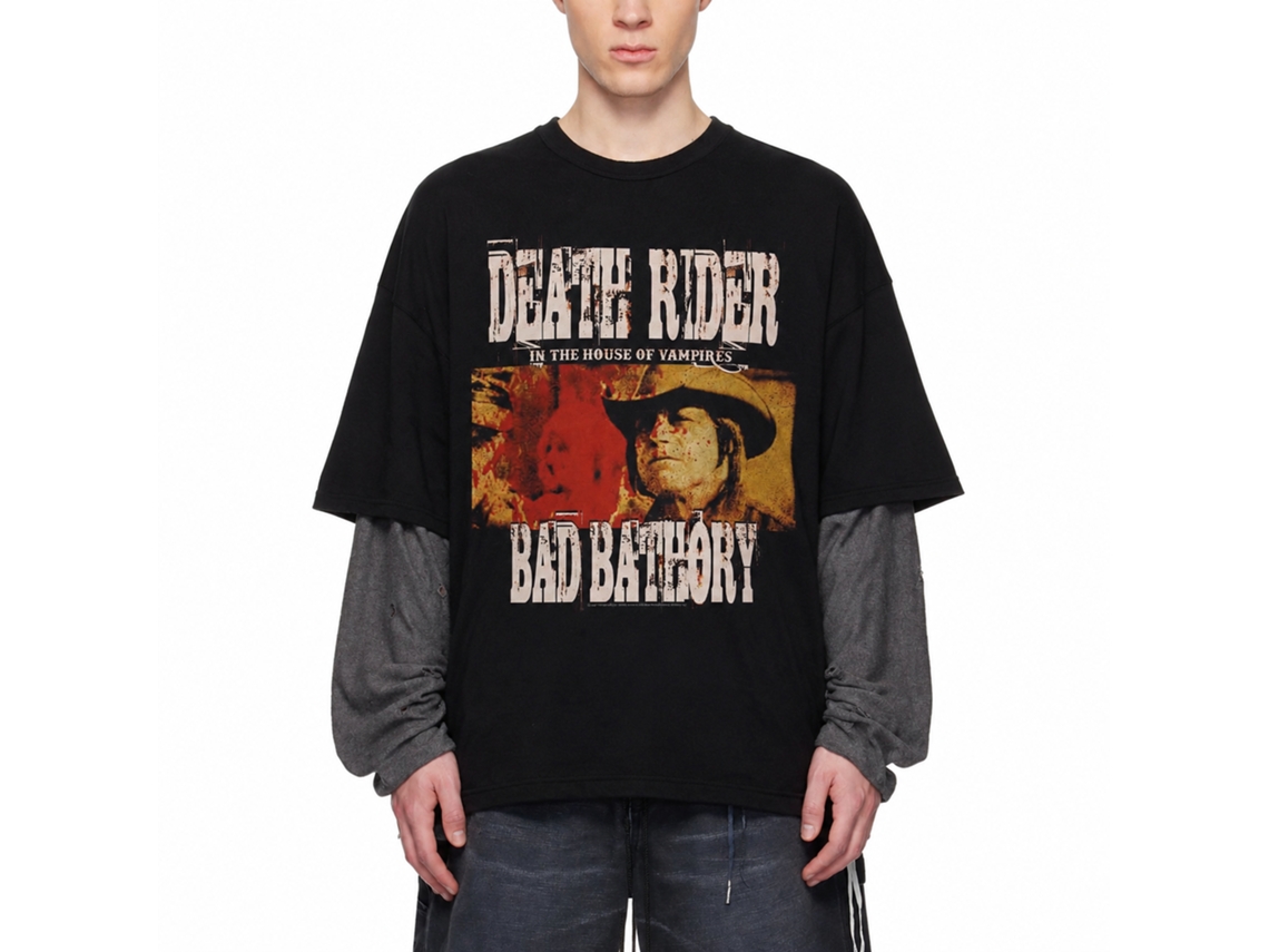 Rockinstone Death Rider Bad Bathory Black T-shirt Size:xxl