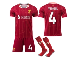 Camisa Home Do Liverpool Com Meias Para Crianças E Adultos 2024 25 No.4 Virgiljsr No.4 Virgil Aquaforge