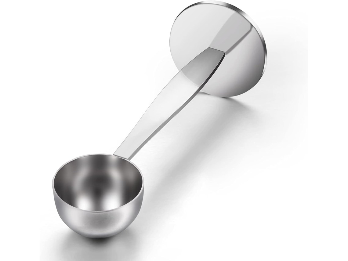 Colher De Café Dois Em Um Aço Inoxidável Com Função Compactador, Dupla Ação, Martelo Para Pó, Suporte Multifuncional Utensílio Medir