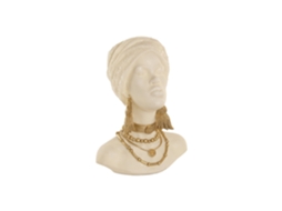 Busto Africano Branco em Resina, 35,5 X 27,5 X 47 Cm ALEXANDRA HOUSE LIVING